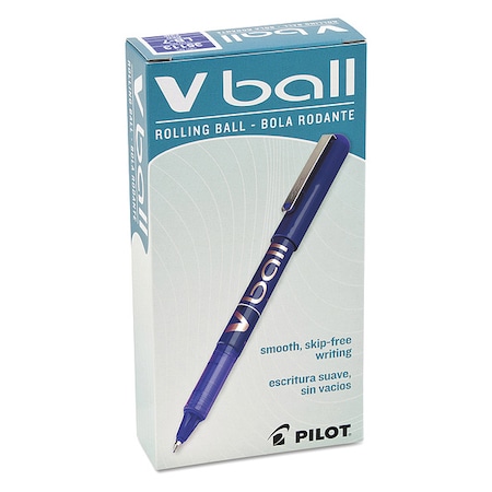 Pilot VBall Liquid Ink Rollerball Pen, Stick, Fine 0.7 mm, Blue Ink, Blue/Clear Barrel, PK12 PIL35113