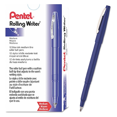 Pentel Roller Ball Roller Ball Pen, Medium 0.8 mm, Blue PK12 PENR100C