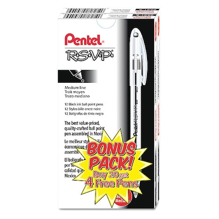 Pentel Ballpoint Pen, Medium 1.0 mm, Black PK24 PENBK91ASWUS
