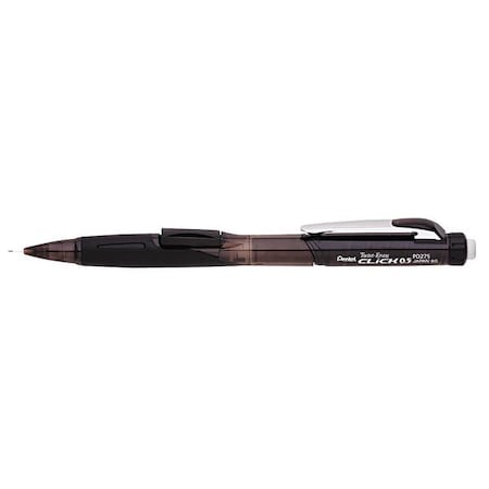 Pentel Twist-Erase CLICK Mechanical Pencil, 0.5 mm, HB (No 2), Black Lead, Black Barrel PENPD275TA