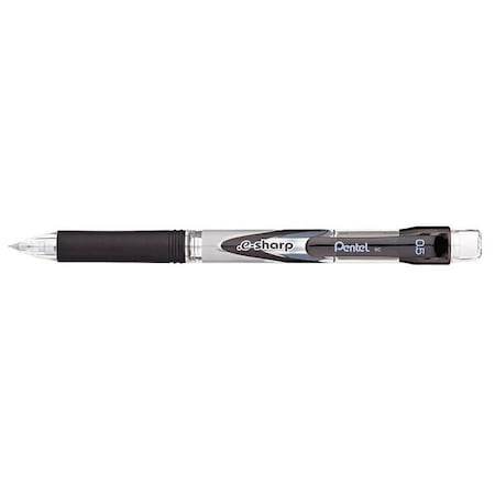 Pentel .e-Sharp Mechanical Pencil, 0.5 mm, HB (No 2), Black Lead, Black Barrel, PK12 PENAZ125A