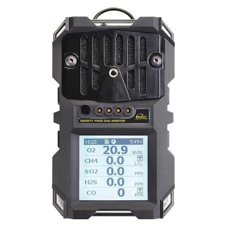 Sensit Personal Multi Gas Monitor Personal Monitor, 4 Gas, IP65, Audible, Visual, LCD with Backlight 923-GRNGR-40