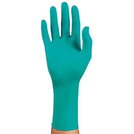 Ansell TouchNTuff 92-605, Disposable Gloves, 4.00 to 4.99 mil Palm, Nitrile, Powder-Free, L, 100 PK, Green 92-605