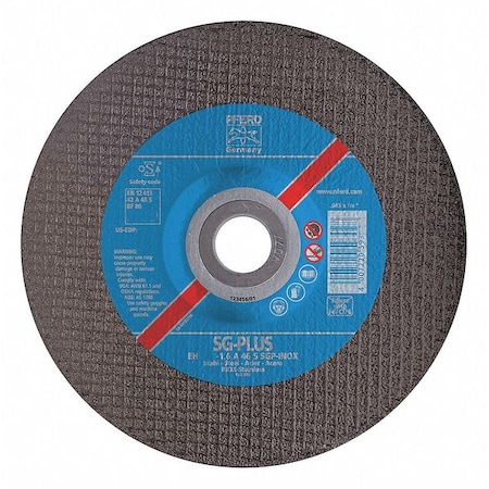 Pferd Depressed Center Cut-Off Wheel, Type 27, 4 1/2 in Dia, 0.045 in Thick, 7/8 in Arbor Hole Size 63172