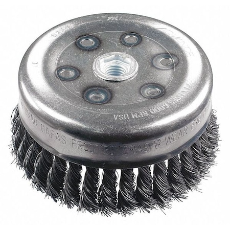 Pferd 6" Knot Wire Cup Brush - .014 CS Wire, 5/8-11 Thread (int.) 82545