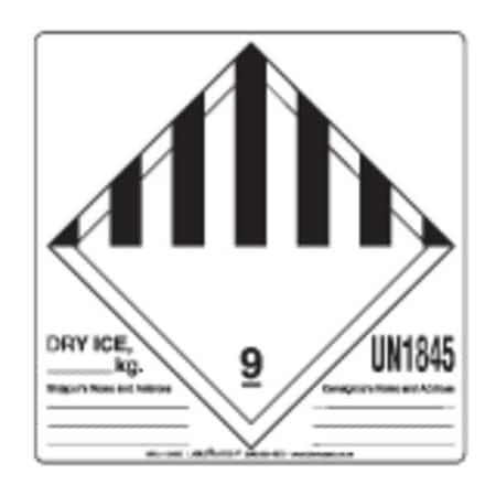 Labelmaster Dry Ice Label, Blank, 6inx6in, Paper, 500 HML11-DICE