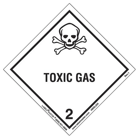 Labelmaster Toxic Gas Label, 100mmx100mm, Polyprop, 500 HMSL250