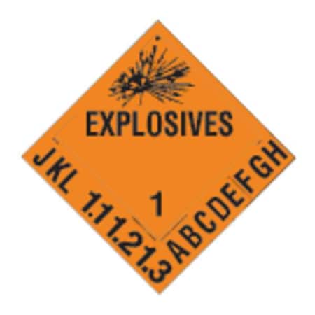 Labelmaster Explosive Placards, 10-3/4inx10-3/4in, 35ZM04 35ZM04