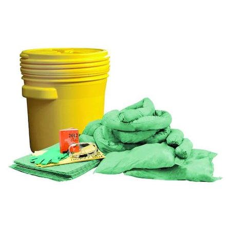Condor Spill Kit, 14 gal Volume Absorbed per Kit, 20 gal Capacity, Drum, Yellow 35ZR81