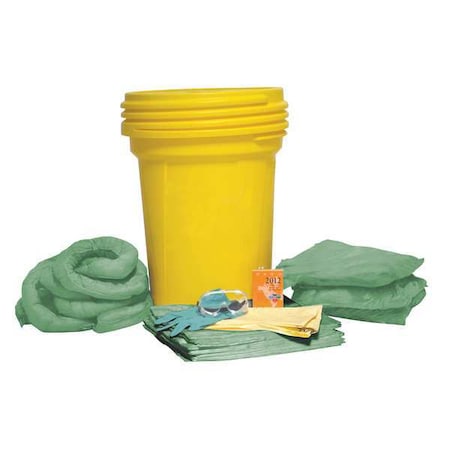 Zoro Select Spill Kit, 29 gal Volume Absorbed per Kit, 30 gal Capacity, Drum, Yellow 35ZR83