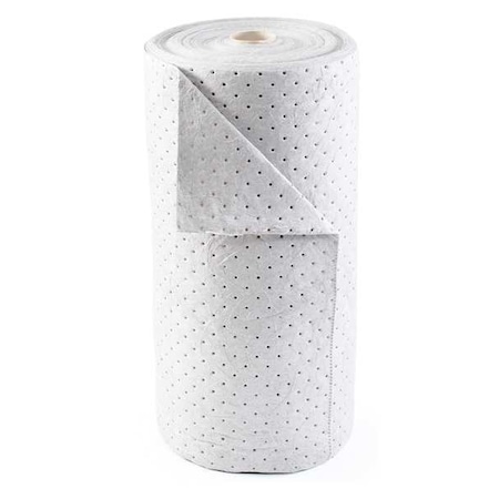 Condor Sorbent Roll, 50 gal, 30 in x 300 ft, Harsh Chemicals, White, Polypropylene 35ZR44