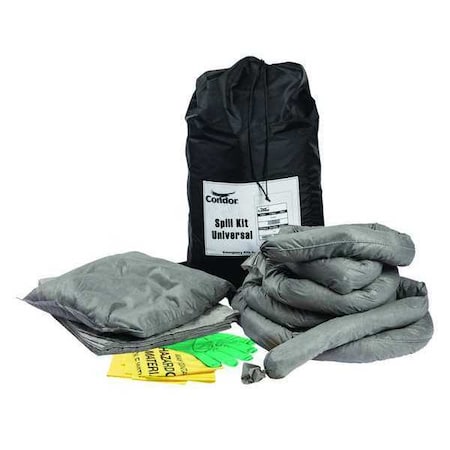 Condor Spill Kit, 9 gal Volume Absorbed per Kit, 10 gal Capacity, Bag, Black 35ZR67