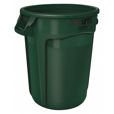 Rubbermaid Commercial BRUTE 32 gal Round Heavy Duty Plastic Can, Green, None, Plastic, Not Applicable FG263200DGRN