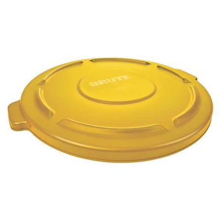 Rubbermaid Commercial BRUTE(R) 32 gal Trash Can Lid, Flat Yellow, Resin, 0 Openings 22 1/4 in W/Dia FG263100YEL