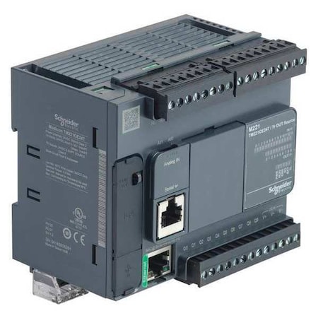 Schneider Electric Logic Controller, 0.5A, 10 Outputs, 24VDC TM221CE24T
