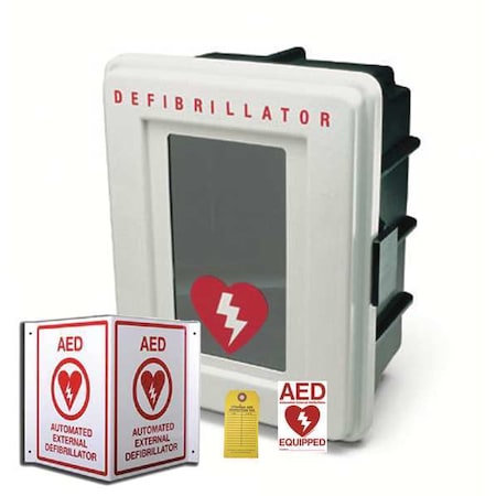 First Voice Alarmed Fiberglass Weather Proof AED Labeling Storage Kit AEDMK03