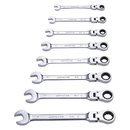Westward Ratcheting Wrench Set, Pieces 8 35Z115