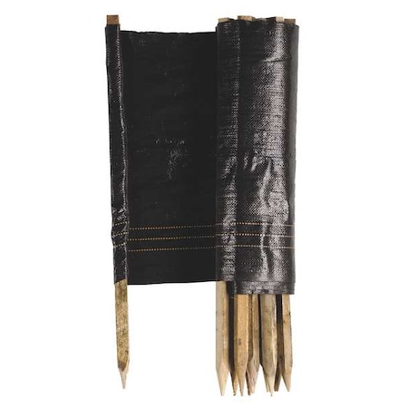 Zoro Select 2 ft H x 100 ft L Silt Fence, 11 Stakes, Polypropylene, Black 31900500