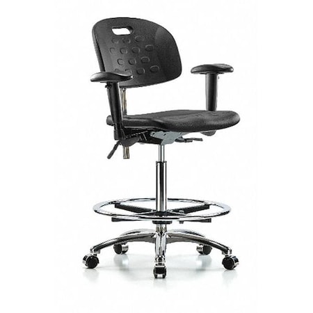 Zoro Select ESD Task Chair, Adjustable Arms, 24-3/4" to 35" Height, Black BR-CLR-HPHBCH-CR-T0-A1-CF-CC-BLK