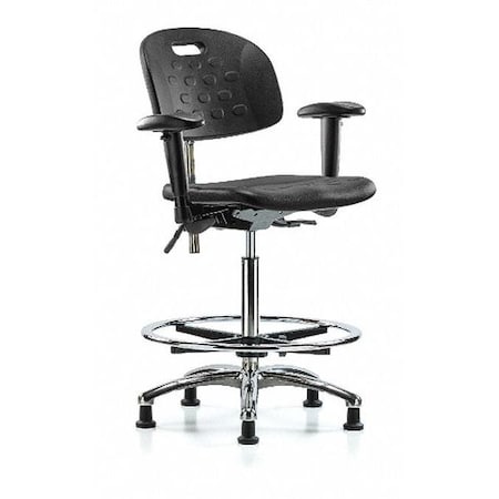 Zoro Select ESD Task Chair, Adjustable Arms, 24-3/4" to 35" Height, Black BR-CLR-HPHBCH-CR-T1-A1-CF-RG-BLK
