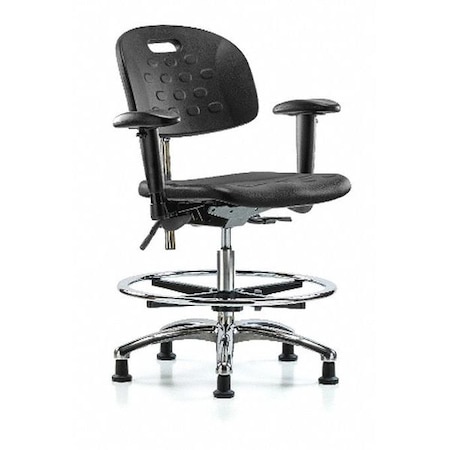 Zoro Select ESD Task Chair, Adjustable Arms, 20-1/2" to 28" Height, Black BR-CLR-HPMBCH-CR-T1-A1-CF-RG-BLK