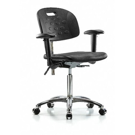 Zoro Select ESD Task Chair, Adjustable Arms, 20-1/2" to 28" Height, Black BR-CLR-HPMBCH-CR-T1-A1-NF-CC-BLK