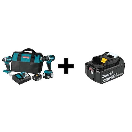 Makita Cordless Combination Kit, 18V DC, 2 Tools XT269T/BL1850B