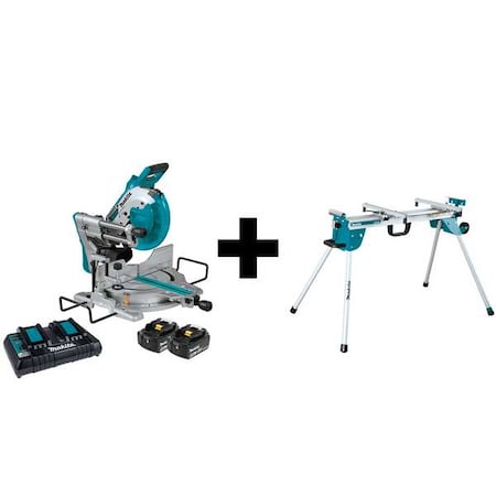 Makita Cordless Miter Saw Kit, 10 in Blade Dia., Max Blade Speed: 4,400 RPM 5/8 in Arbor Size XSL06PT/WST06
