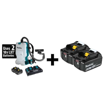 Makita Backpack Vacuum Kit, HEPA, Disposable Bag XCV17PG/BL1860B-2