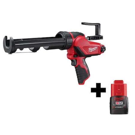 Milwaukee Tool Cordless Caulk Gun, Black/Red, 10 oz Capacity, 12V DC 2441-20, 48-11-2420