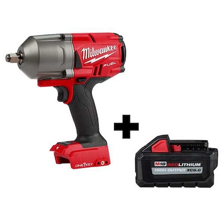 Milwaukee Tool M18 FUEL w/ ONE-KEY High Torque Impact Wrench 1/2" Friction Ring + M18 HIGH OUTPUT XC6.0 Battery 2863-20, 48-11-1865