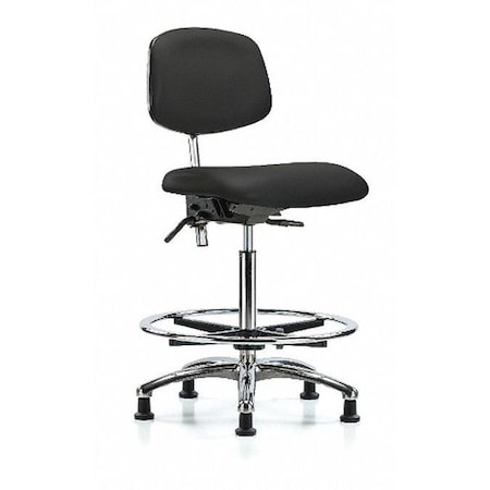 Zoro Select Clean Room Chair Ergonomic Chair, No Arms, 26-1/4" to 36" Height, Vinyl, Black BR-NCR-VHBCH-CR-T0-A0-CF-RG-8540