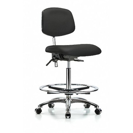 Zoro Select Clean Room Chair Ergonomic Chair, No Arms, 26-1/4" to 36" Height, Vinyl, Black BR-NCR-VHBCH-CR-T0-A0-CF-CC-8540