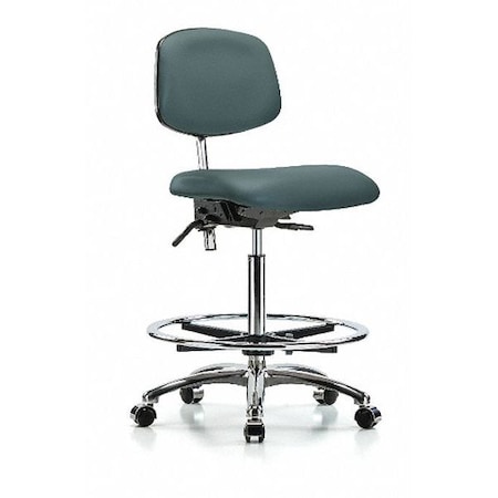 Zoro Select Clean Room Chair Ergonomic Chair, No Arms, 26-1/4" to 36" Height, Vinyl, Colonial Blue BR-NCR-VHBCH-CR-T0-A0-CF-CC-8546