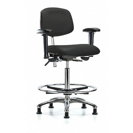 Zoro Select Clean Room Chair Ergonomic Chair, Adjustable Arms, 26-1/4" to 36" Height, Vinyl, Black BR-NCR-VHBCH-CR-T0-A1-CF-RG-8540