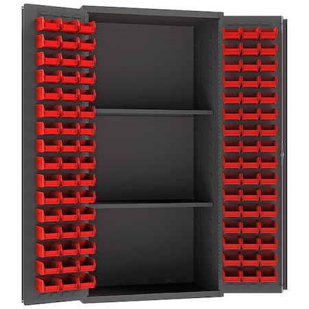 Durham Mfg Pegboard Bin Cabinet, 36 in W, 72 in H, 96 Bins 3501-DLP-PB-96-2S-1795