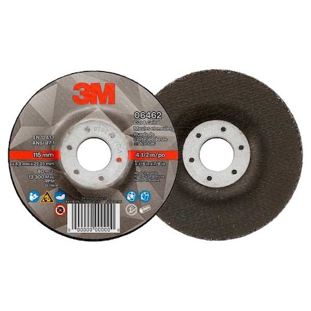 3M Abrasive Cut-Off Wheel, Type 27, 4 1/2 in Dia, 0.125 in Thick, 7/8 in Arbor Hole Size, Ceramic 06462