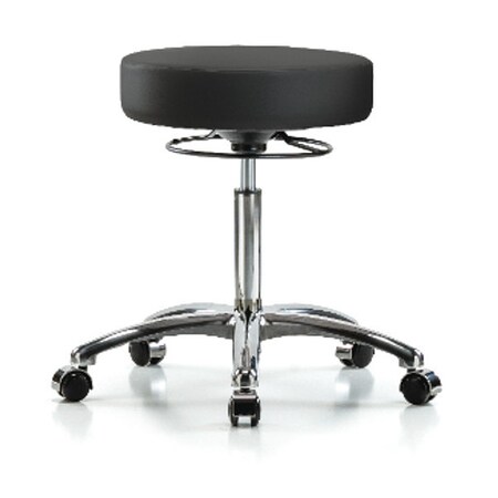 Zoro Select Bench Stool, Med, Chrom, Vinyl, Castrs, BLK BR-VMBSO-CR-NF-CC-8540