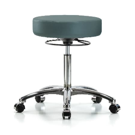 Zoro Select Bench Stool, Med, Chrom, Vinyl, Castrs, Blu BR-VMBSO-CR-NF-CC-8546