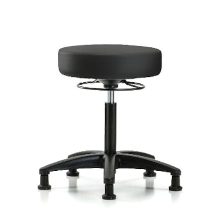Zoro Select Bench Stool, Med, Vinyl, Glides, BLK BR-VMBSO-RG-NF-RG-8540