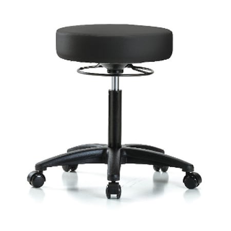 Zoro Select Bench Stool, Med, Vinyl, Casters, BLK BR-VMBSO-RG-NF-RC-8540