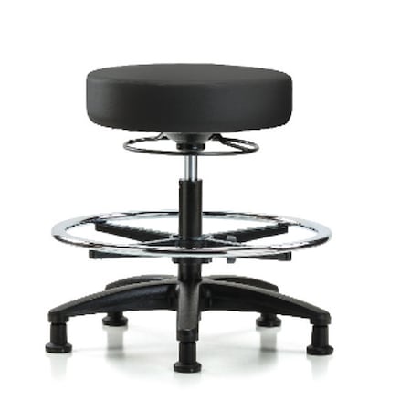 Zoro Select Bench Stool, Med, Vinyl, CF, Glides, BLK BR-VMBSO-RG-CF-RG-8540