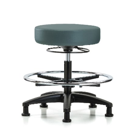 Zoro Select Bench Stool, Med, Vinyl, CF, Glides, Blu BR-VMBSO-RG-CF-RG-8546