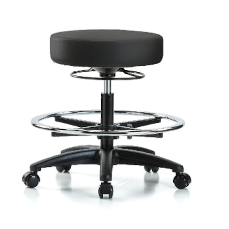 Zoro Select Bench Stool, Med, Vinyl, CF, Casters, BLK BR-VMBSO-RG-CF-RC-8540