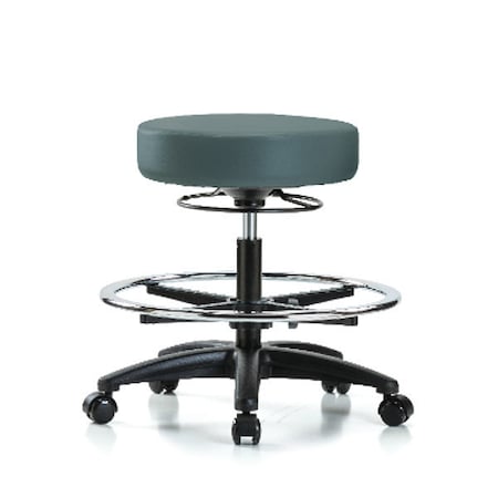 Zoro Select Bench Stool, Med, Vinyl, CF, Casters, Blu BR-VMBSO-RG-CF-RC-8546