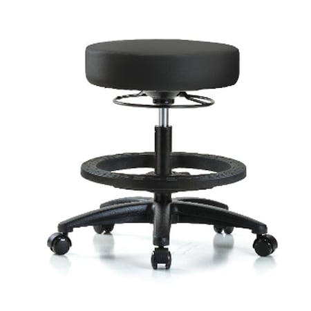 Zoro Select Bench Stool, Med, Vinyl, BF, Casters, BLK BR-VMBSO-RG-BF-RC-8540