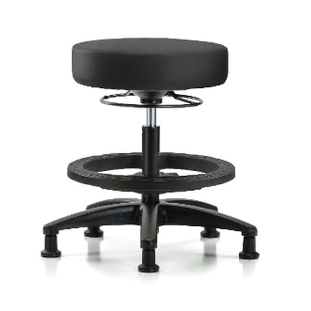 Zoro Select Bench Stool, Med, Vinyl, BF, Glides, BLK BR-VMBSO-RG-BF-RG-8540
