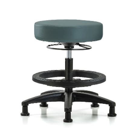 Zoro Select Bench Stool, Med, Vinyl, BF, Glides, Blu BR-VMBSO-RG-BF-RG-8546