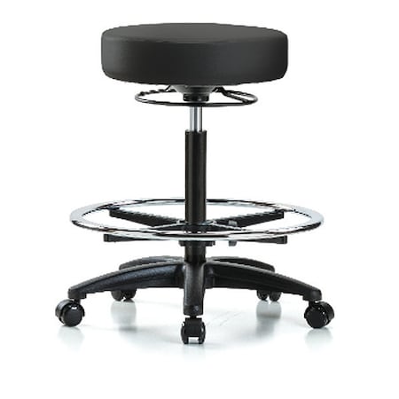 Zoro Select Bench Stool, Hi, Vinyl, CF, Casters, BLK BR-VHBSO-RG-CF-RC-8540