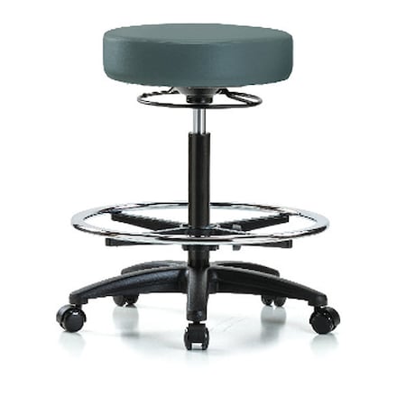 Zoro Select Bench Stool, Hi, Vinyl, CF, Casters, Blu BR-VHBSO-RG-CF-RC-8546